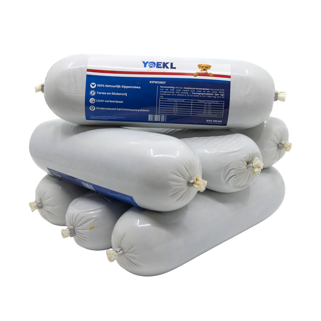 YOEKL – Hühnerwurst für Hunde – 7 x 900 Gramm 