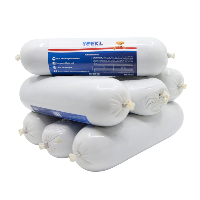 YOEKL – Rinderwurst für Hunde – 7 x 900 Gramm