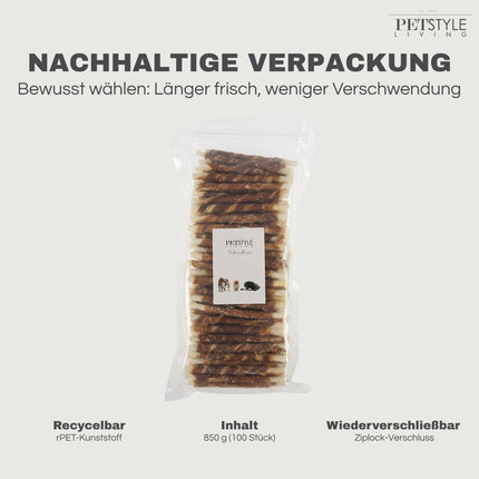 Petstyle Living - Gedrehte Stöcke mit Entenmotiv, 12,5 cm - 100 Stück
