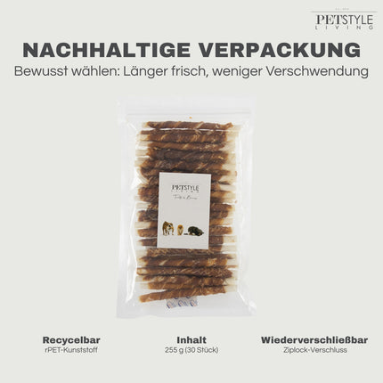 Petstyle Living - Gedrehte Stöcke mit Ente 12,5 cm - 30 Stück 