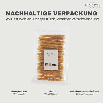 Petstyle Living - Gedrehte Stäbchen mit Huhn 12,5 cm - 30 Stück
