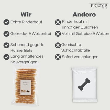 Petstyle Living - Gedrehte Stäbchen mit Huhn 12,5 cm - 30 Stück