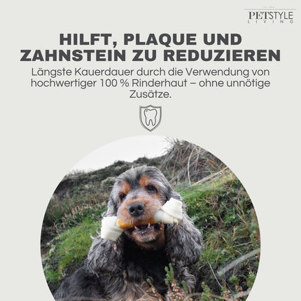 Petstyle Living - Geknotete Knochen mit Hühnchen 7,5 cm - 25 Stück