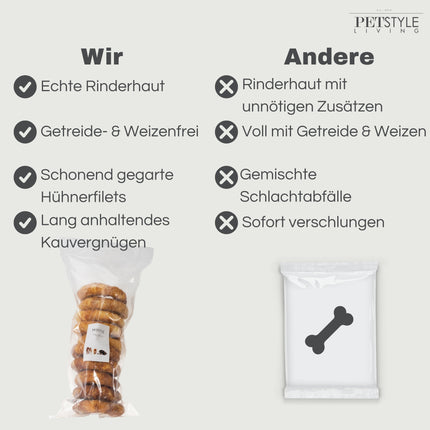 Petstyle Living - Gepuffte Ringe mit Hühnchen 12,5 cm - 10 Stück