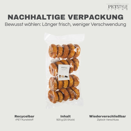 Petstyle Living - Gepuffte Ringe mit Hühnchen 7,5 cm - 20 Stück