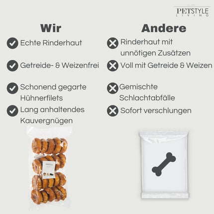 Petstyle Living - Gepuffte Ringe mit Hühnchen 7,5 cm - 20 Stück