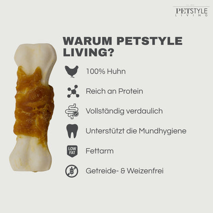 Petstyle Living - Gepresste Knochen mit Hühnchen 10 cm - 20 Stück