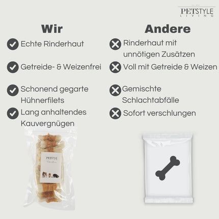 Petstyle Living - Gepresste Knochen mit Hühnchen 10 cm - 20 Stück