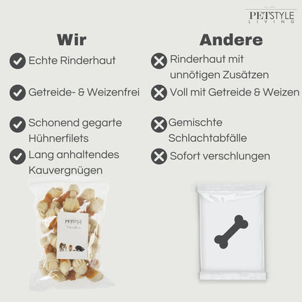 Petstyle Living - Geknotete Knochen mit Hühnchen 11 cm - 20 Stück