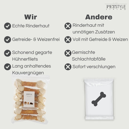 Petstyle Living – Geknotete Knochen mit Hühnchenmotiv, 21 cm – 6er-Pack