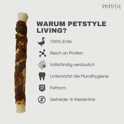 Petstyle Living - Kaustangen mit Ente 20 cm - 20 Stück