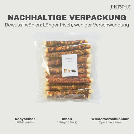 Petstyle Living - Kaustangen mit Ente 20 cm - 20 Stück