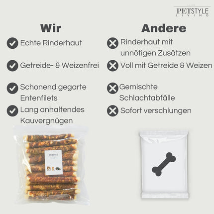 Petstyle Living - Kaustangen mit Ente 20 cm - 20 Stück