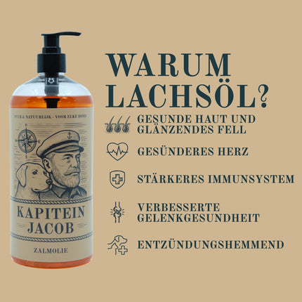 Kapitein Jacob – Lachsöl für Hunde – 1 Liter