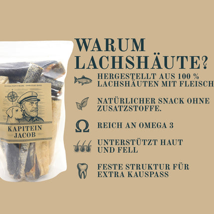 Kapitein Jacob – Getrocknete Lachshaut mit Fleisch – 750 Gramm