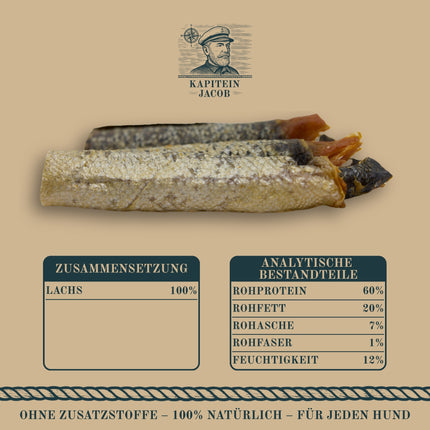 Kapitein Jacob – Getrocknete Lachshaut mit Fleisch – 750 Gramm