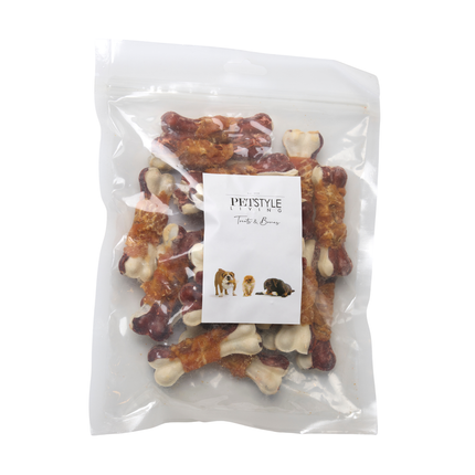 Petstyle Living - Gepresste Knochen mit Huhn & Rind, mehrfarbig, 7,5 cm - 20 Stück