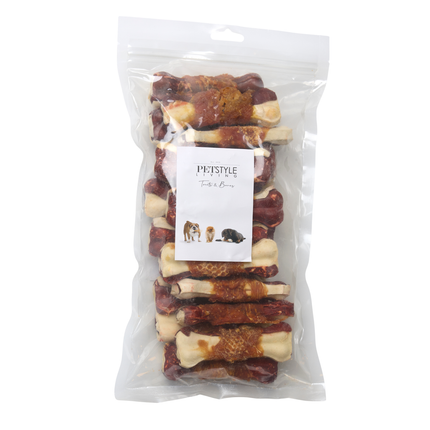 Petstyle Living - Gepresste Knochen mit Huhn & Rind, mehrfarbig, 10 cm - 20 Stück