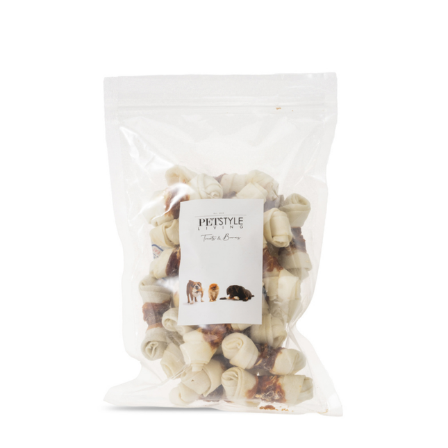 Petstyle Living - Geknotete Knochen mit Ente 7,5 cm - 25 Stück