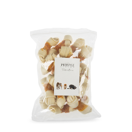 Petstyle Living - Geknotete Knochen mit Hühnchen 11 cm - 20 Stück