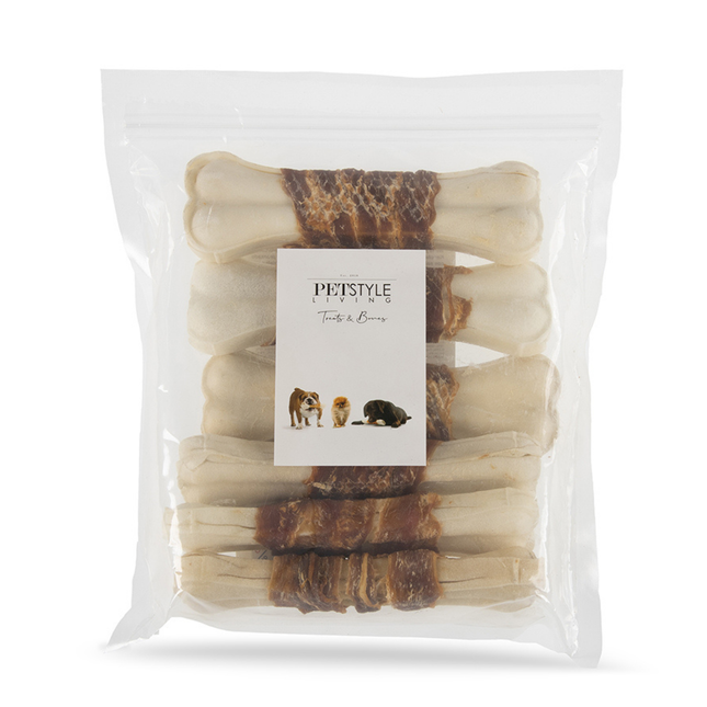 Petstyle Living – Gepresste Knochen mit Entenmotiv, 16 cm – 6er-Pack