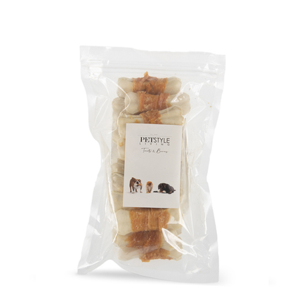 Petstyle Living - Gepresste Knochen mit Hühnchen 10 cm - 20 Stück