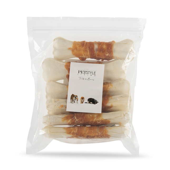 Petstyle Living – Gepresste Knochen mit Hühnchen, 16 cm – 6er-Packung