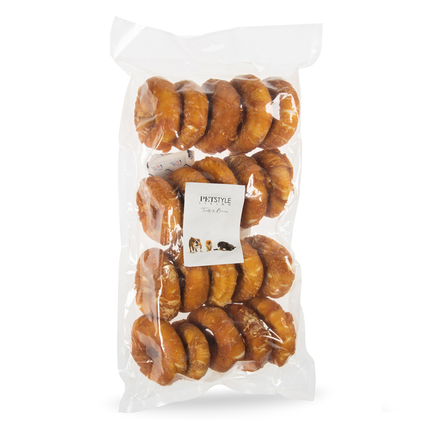 Petstyle Living - Gepuffte Ringe mit Hühnchen 7,5 cm - 20 Stück