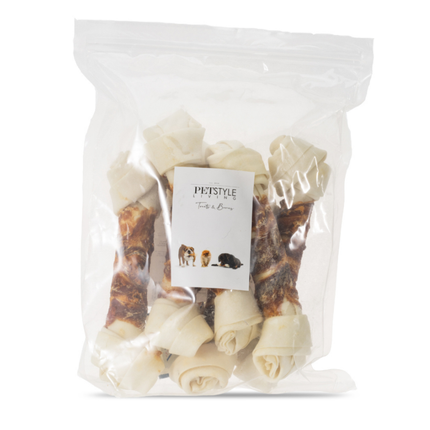 Petstyle Living – Geknotete Knochen mit Ente, 21 cm – 6er-Pack