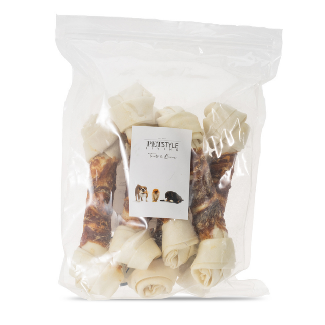 Petstyle Living – Geknotete Knochen mit Ente, 21 cm – 6er-Pack