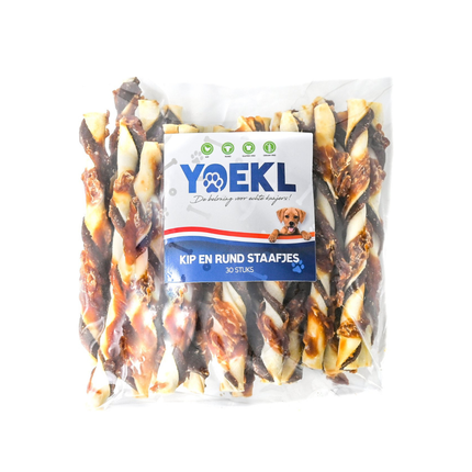 YOEKL - Kausticks, mehrfarbig, mit Hühnchen- und Rindfleischgeschmack, 30 Stück